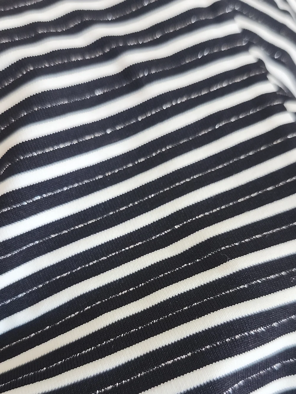 Solid & Striped 1 Pieced Black White & Silver Striped Ruched Swimsuit, S